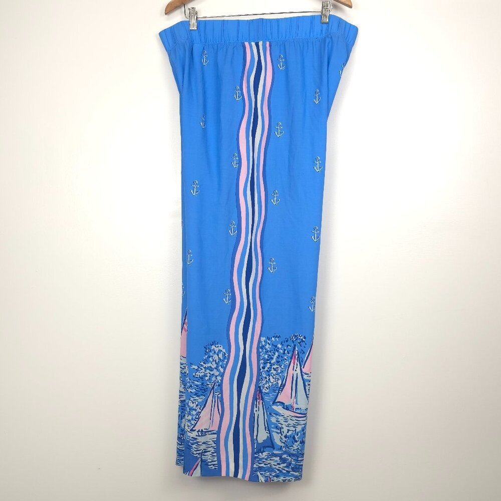 NWOT Lilly Pulitzer Bal Harbour Palazzo Blue A Lil Nauti Engineered Pants XXL - Picture 6 of 12